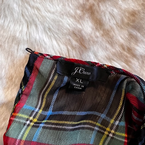 J. Crew Red & Green Holiday Tartan Cocktail MIDI Dress with Slip, sz. XL - Picture 8 of 10